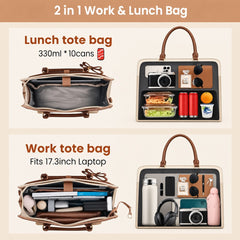 Tote Bag for Women with Insulated Lunch Compartment Laptop Work Tote Bag