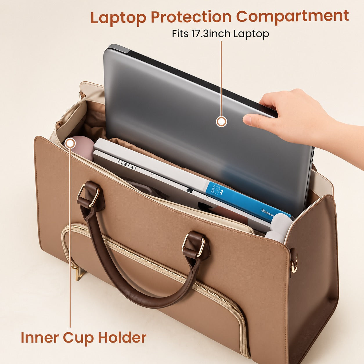 Tote Bag for Women with Insulated Lunch Compartment Laptop Work Tote Bag